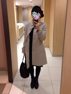 「NOLLEY’S（ノーリーズ）のアイテム（ステンカラーコート）」を使った、mochiさん（レディース・157cm）の冬コーディネート