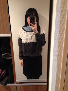 「ダンガリーシャツ」｜「アイテム（スウェット）」を使った、mochiさん（レディース・157cm）の冬コーディネート
