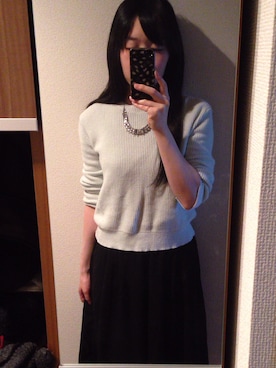 「クルーネックニット」｜mochiさん（レディース・157cm）の春コーディネート