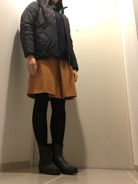 「AIGLE（エーグル）のアイテム（ダウンジャケット/コート）」を使った、mochiさん（レディース・157cm）の冬コーディネート