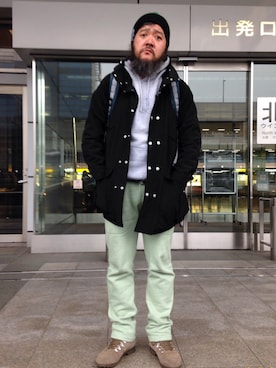 「nonnative（ノンネイティブ）のアイテム（ブーツ）」を使った、熊坂スグルさん（メンズ・181cm）の春コーディネート