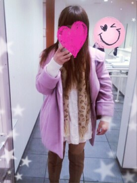 「SNIDEL（スナイデル）のビックカラーコート（その他アウター、ピンク系）」を使った、ああこさん（レディース・147cm）の冬コーディネート