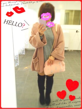 「SMIR NASLI（サミールナスリ）のBijou Clutch/クラッチバッグ/クラッチ（クラッチバッグ、ピンク系）」を使った、ああこさん（レディース・147cm）の冬コーディネート