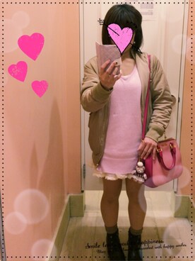 「miu miu（ミュウミュウ）のアイテム（ショルダーバッグ、ピンク系）」を使った、ああこさん（レディース・147cm）の春コーディネート