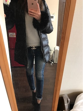 「CECIL McBEE（セシルマクビー）のアイテム（ダウンジャケット/コート）」を使った、なぁちゃんさん（レディース・157cm）の冬コーディネート