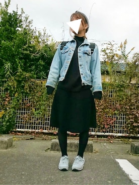 「ニットアップ」｜「アイテム（デニムジャケット）」を使った、vanillaさん（レディース・149cm）の秋コーディネート