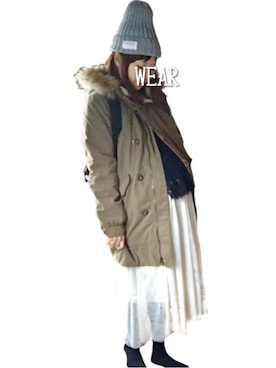 「Heather（ヘザー）のアイテム（モッズコート）」を使った、まーとさん（レディース・159cm）の秋コーディネート