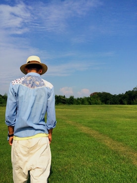 「ANALOG.（アナログ）のアイテム（帽子）」を使った、TOMAさん（メンズ・172cm）の夏コーディネート