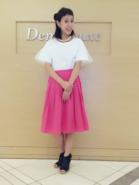 「アイテム（Tシャツ/カットソー）」を使った、瀧ヶ崎志帆さん（レディース・166cm）の春コーディネート