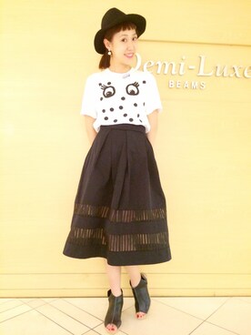 「アイテム（帽子）」を使った、瀧ヶ崎志帆さん（レディース・166cm）の春コーディネート