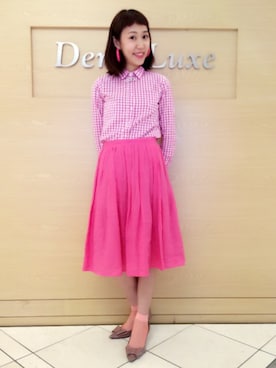 「アイテム（スカート）」を使った、瀧ヶ崎志帆さん（レディース・166cm）の春コーディネート