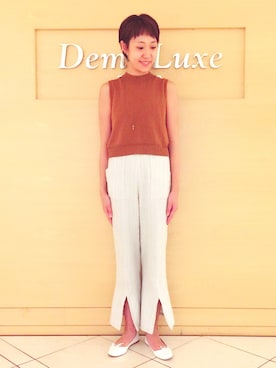 「ノースリーブニット」｜瀧ヶ崎志帆さん（レディース・166cm）の春コーディネート