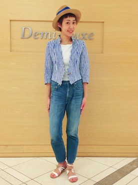 「VONDEL（フォンデル）のアイテム」を使った、瀧ヶ崎志帆さん（レディース・166cm）の夏コーディネート