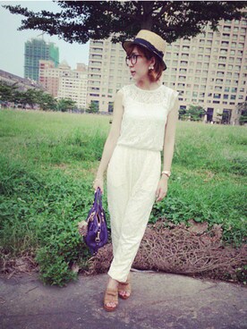 Momo Liuさん（レディース・155cm）の夏コーディネート