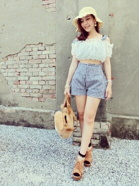 Momo Liuさん(レディース・155cm)の夏コーディネート