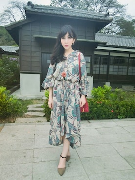 「WEAR」｜「アイテム（シャツワンピース）」を使った、Momo Liuさん（レディース・155cm）の春コーディネート