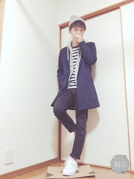 「ニットキャップ」｜「アイテム（チェスターコート）」を使った、Shuhei.Yさん（メンズ・171cm）の秋コーディネート