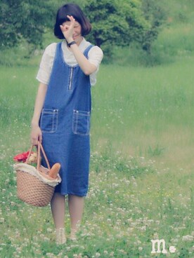 「撮影」｜「アイテム（オールインワン・サロペット）」を使った、maimai＊さん（レディース・160cm）の夏コーディネート