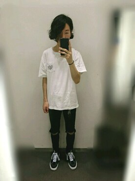 「FOREVER21のアイテム（その他パンツ、ブラック系）」を使った、Akiさん（メンズ・178cm）の夏コーディネート