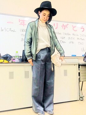 「強風」｜「アイテム（ジャケット/アウター）」を使った、satocoさん（レディース・157cm）の冬コーディネート
