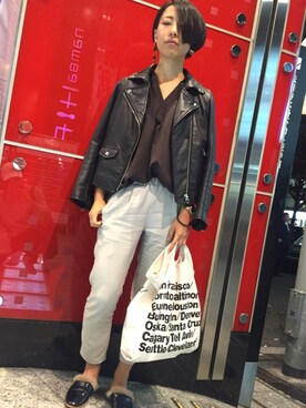 「MARC JACOBS（マークジェイコブス）のアイテム（ピアス（両耳用））」を使った、satocoさん（レディース・156cm・20代）の秋コーディネート