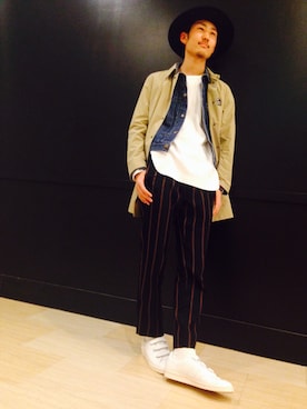 「united arrows」｜「アイテム（ステンカラーコート）」を使った、KENTOさん（メンズ・180cm）の冬コーディネート