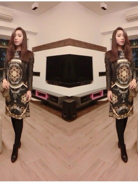 「VERSACE（ヴェルサーチ）のアイテム（ワンピース/ドレス）」を使った、Yuki Cheungさん（レディース・160cm）の夏コーディネート