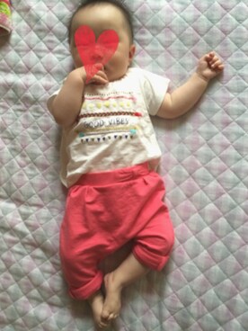「ZARA KIDSのアイテム（その他パンツ、レッド系）」を使った、haruさん（キッズ・80cm）の夏コーディネート