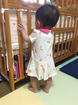「babyGAP（babyGAP）のアイテム（ワンピース、ホワイト系）」を使った、haruさん（キッズ・80cm）の秋コーディネート