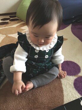 「BeBe（ベベ）のアイテム（ニット/セーター）」を使った、haruさん（キッズ・70cm）の秋コーディネート