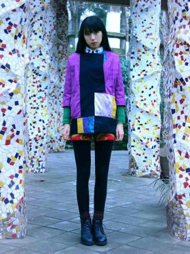 「bataのアイテム（ブーティ、ブラック系）」を使った、katsura haruさん（レディース・160cm）の冬コーディネート