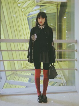 「E hyphen world gallery（イーハイフンワールドギャラリー）のアイテム（ニット/セーター、ブルー系）」を使った、katsura haruさん（レディース・160cm）の冬コーディネート