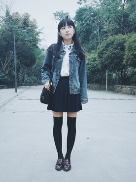 「Levi's（リーバイス）のアイテム（デニムジャケット、ブルー系）」を使った、katsura haruさん（レディース・160cm）の春コーディネート