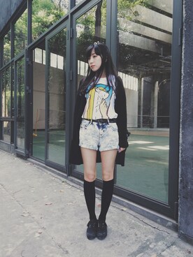 「UNIQLO（ユニクロ）のアイテム（カーディガン/ボレロ、ブラック系）」を使った、katsura haruさん（レディース・160cm）の春コーディネート