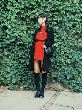 「SHESMISSのアイテム（カーディガン/ボレロ、ブラック系）」を使った、katsura haruさん（レディース・160cm）の春コーディネート