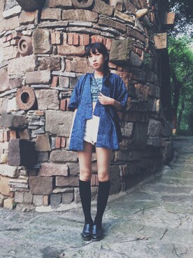 「Bershka（ベルシュカ）のアイテム（タンクトップ、グリーン系）」を使った、katsura haruさん（レディース・160cm）の春コーディネート