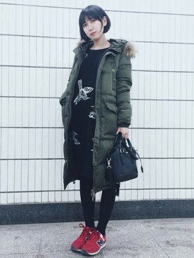 「snidel」｜「アイテム（ダウンジャケット/コート）」を使った、katsura haruさん（レディース・160cm）の冬コーディネート