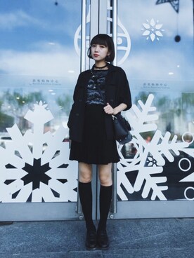 「MOUSSY（マウジー）のアイテム（ジャケット/アウター、ブラック系）」を使った、katsura haruさん（レディース・160cm）の春コーディネート