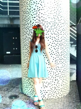 「H&M（エイチ・アンド・エム）のアイテム（ワンピース、ブルー系）」を使った、ぷくさん（レディース）の秋コーディネート