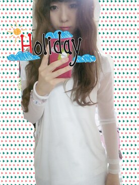 「すけすけのアイテム（Tシャツ/カットソー、ホワイト系）」を使った、ぷくさん（レディース）の秋コーディネート