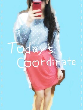 「earth（アース）のアイテム（スカート、レッド系）」を使った、ぷくさん（レディース）の秋コーディネート