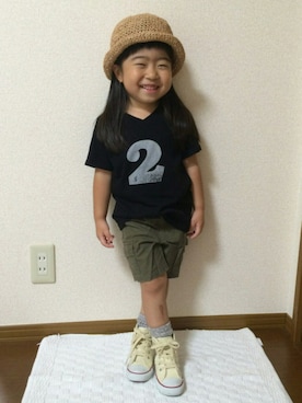 「ナンバーTシャツ」｜「アイテム（その他）」を使った、大宮SKさん（キッズ・90cm）の夏コーディネート