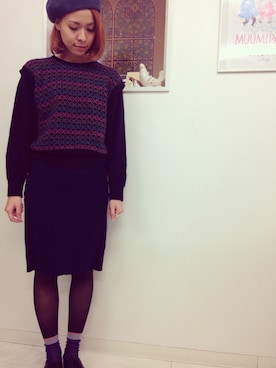 「ドルマン」｜「アイテム（ハンチング/ベレー帽）」を使った、Carolさん（レディース・157cm）の冬コーディネート