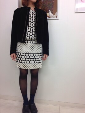 「tricot COMME des GARCONS（トリココムデギャルソン）のアイテム（ライダースジャケット）」を使った、Carolさん（レディース・157cm）の冬コーディネート