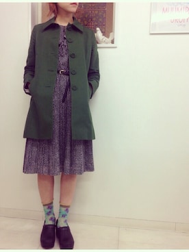 「NATURAL BEAUTY BASIC（ナチュラルビューティーベーシック）のアイテム（ステンカラーコート）」を使った、Carolさん（レディース・157cm）の春コーディネート