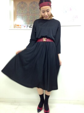 「VINTAGE（ヴィンテージ）のアイテム（ヘアバンド）」を使った、Carolさん（レディース・157cm）の秋コーディネート