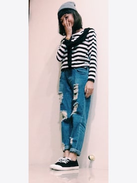「MUJI」｜「アイテム（ニットキャップ/ビーニー）」を使った、yendotdotさん（レディース・156cm）の秋コーディネート
