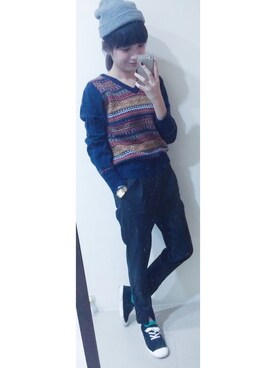 「MUJI」｜「アイテム（ニットキャップ/ビーニー）」を使った、yendotdotさん（レディース・156cm）の秋コーディネート