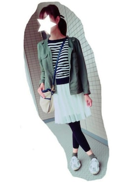 「GAP（ギャップ）のアイテム（ノーカラージャケット）」を使った、Emmysさん（レディース・154cm）の春コーディネート