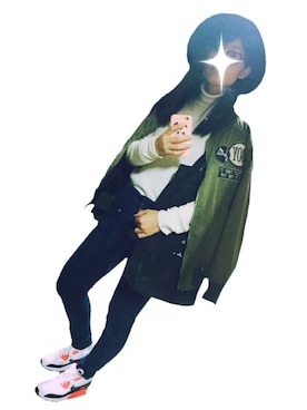 「AIR MAX」｜「アイテム（ミリタリージャケット）」を使った、mmさん（レディース・164cm）の冬コーディネート